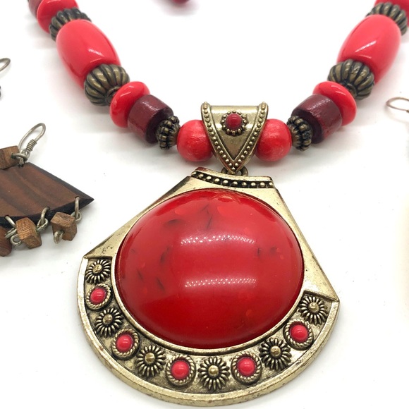 Vintage Wood Statement Jewelry Lot - Picture 5 of 10